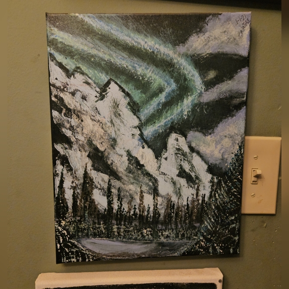 Artisan Hand Crafted Original "Mountain Glow" Landscaping Acrylic Painting - Picture 3 of 8